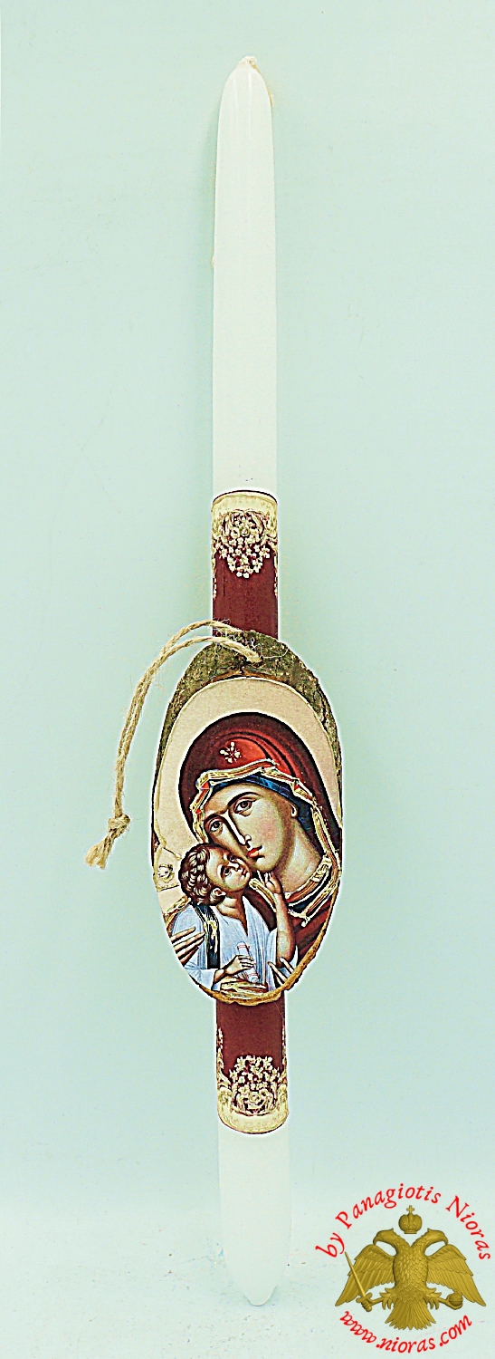 Pascha Candle Lampada with Holy Theotokos Oval Icon 40cm